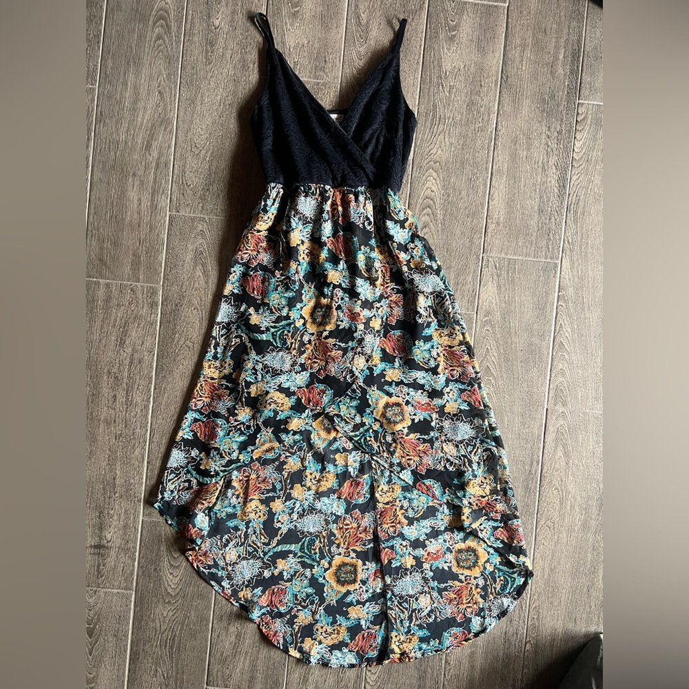 5/$20 Kismet Hi Low Floral Maxi Dress XS Black Lace Boho Festival Wedding Guest - Picture 12 of 12